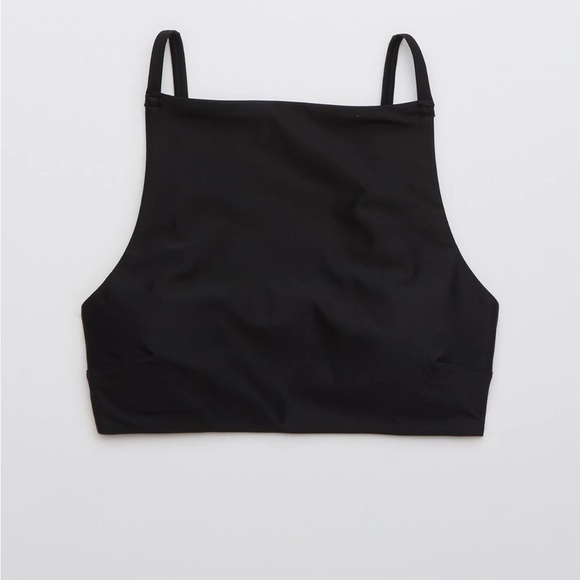 Aerie High Neck Crop Bikini Top Black XS | Padded | Adjustable Back NWT - Picture 4 of 14